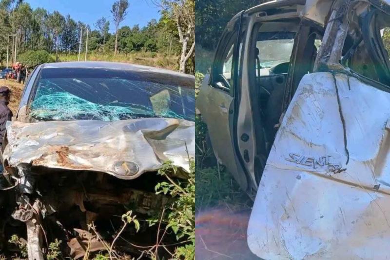Photo collage of a road accident along the Chuka-Chogoria Road.